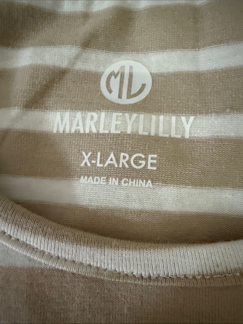 Marleylilly Striped Tunic Top Beige & White cozy flannel cottagecore casual XL - Picture 3 of 7